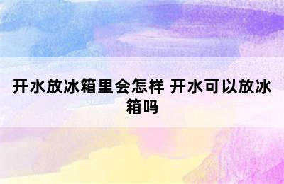 开水放冰箱里会怎样 开水可以放冰箱吗